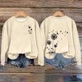 thumbnail image 2 of Holzkary Sweatshirts for Women Hoodies Women's Autumn Winter Round Neck Dandelion Print Loose Casual Warm Hoodie Graphic Printed Pullover Top Comfy Fall Winter Outfits Clothes 2025 Fashion Beige L, 2 of 4
