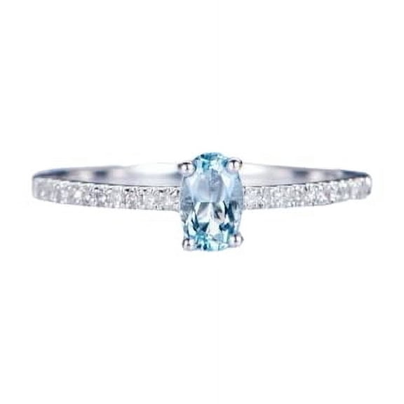 HeartsAndYou 1.2ct Natural Aquamarine Diamond Accents with Solitaire Ring 14k REAL White Gold