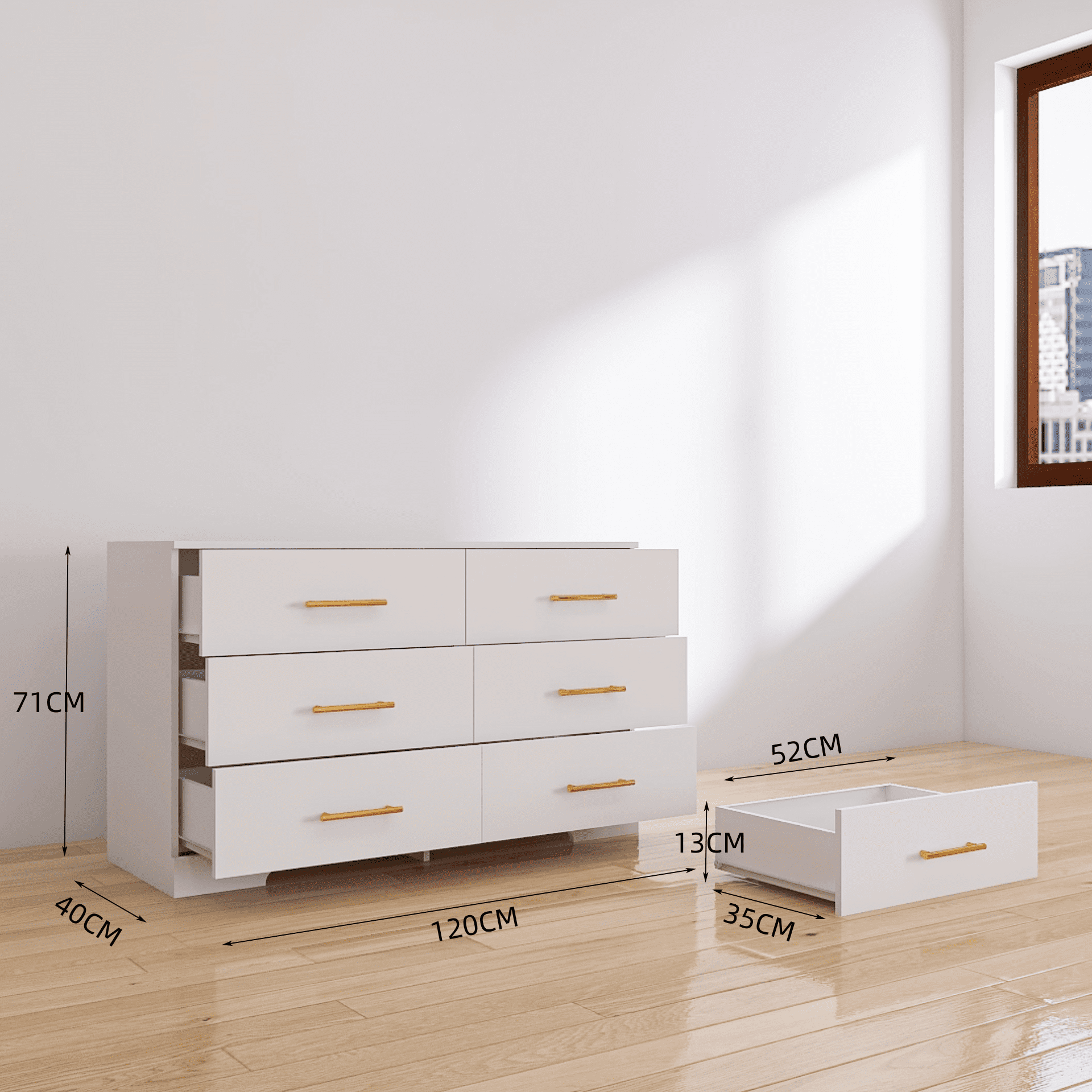 YYAo Wooden 6 Drawer Dresser, Large Modern Chest of 6 Drawers Night Table, TV Stand for 55" TV for Bedroom, Closet, Living Room, White YYAo Wooden 6 Drawer Dresser, Large Modern Chest of 6 Drawers Night Table, TV Stand for 55" TV for Bedroom, Closet, Living Room, White