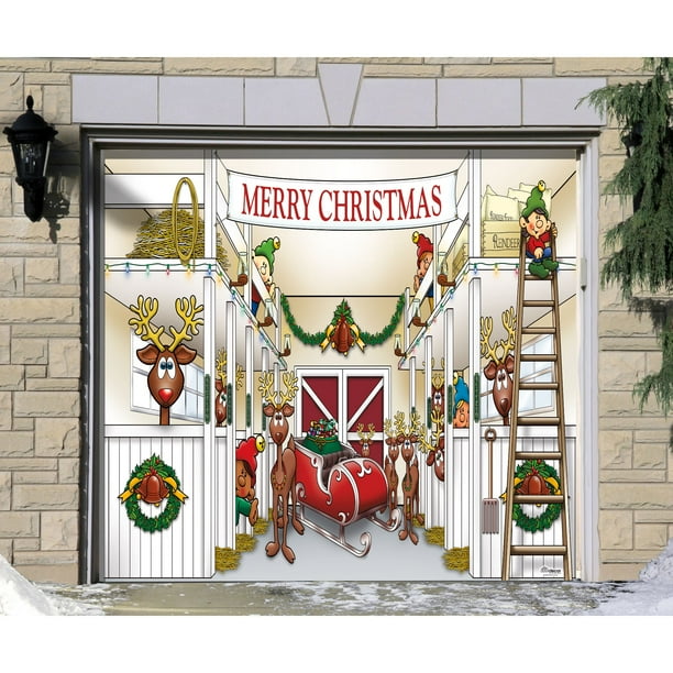 Simple Garage Door Decals For Christmas with Simple Decor