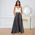 thumbnail image 4 of KDDYLITQ Satin Skirts for Women Silk Solid Color Maxi Skirt Pleated Hem Basic Elegant Skirt Casual 2025 Long Skirts with Pocket Dark Gray M, 4 of 6