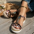 thumbnail image 3 of Womens Boho Beach Slides Sandals Summer Bohemian Braided Platform Wedge Slingback Dress Sandals, 3 of 6