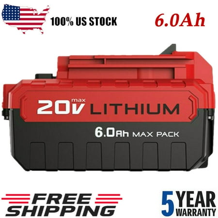 

1x Battery 6.0Ah Extended Capacity for Porter Cable 20V MAX Lithium-ion Battery PCC685L