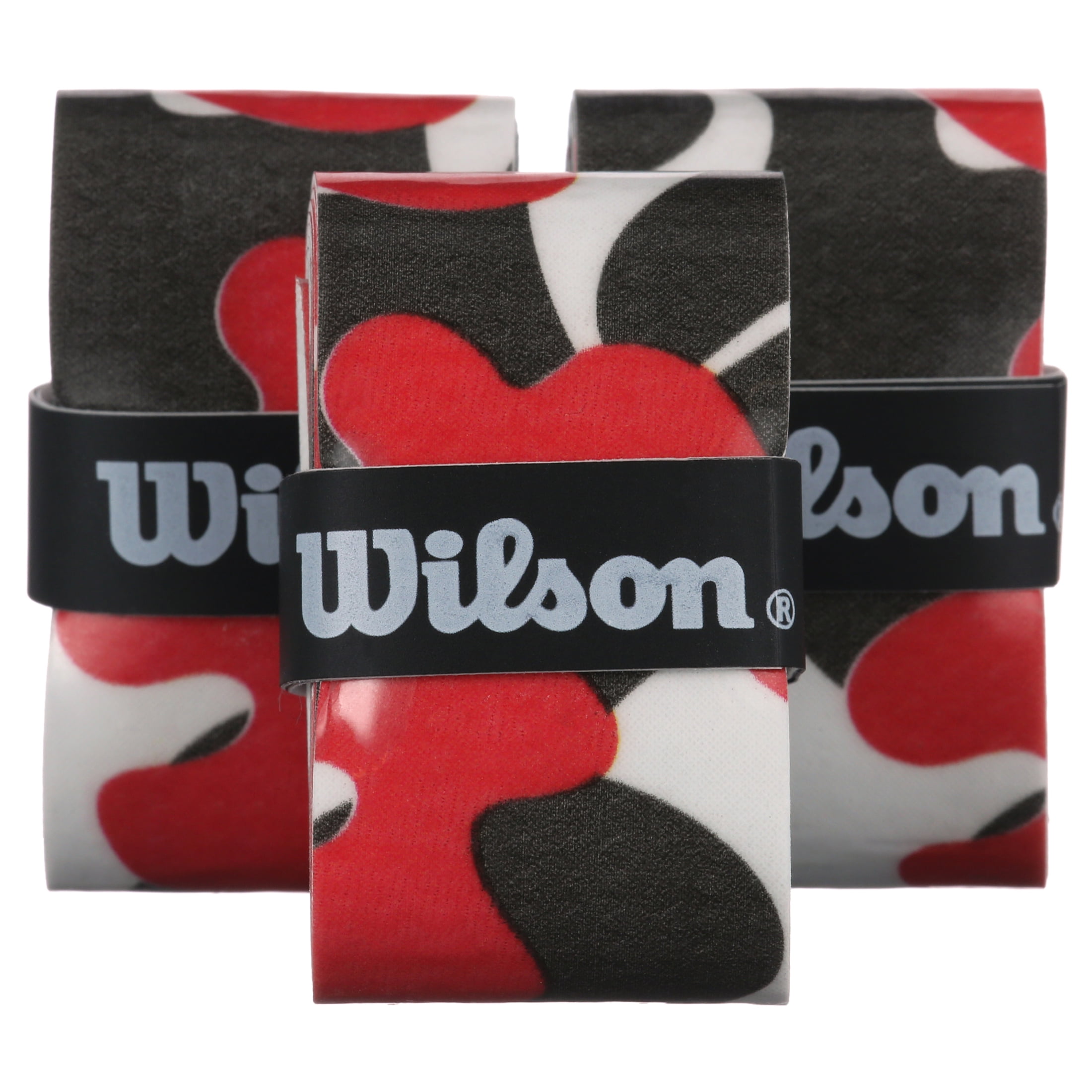 Wilson Camo Overgrip Racquet Sport Grips, Red/White/Blue Camo, 3 Pack