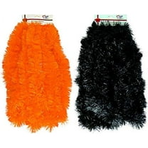 Super Duper Thick Tinsel Garland Multi-Packs for Christmas, Birthdays, Holiday Decoration, Special Events (1 Strand Black, 1 Orange, 50 ft.