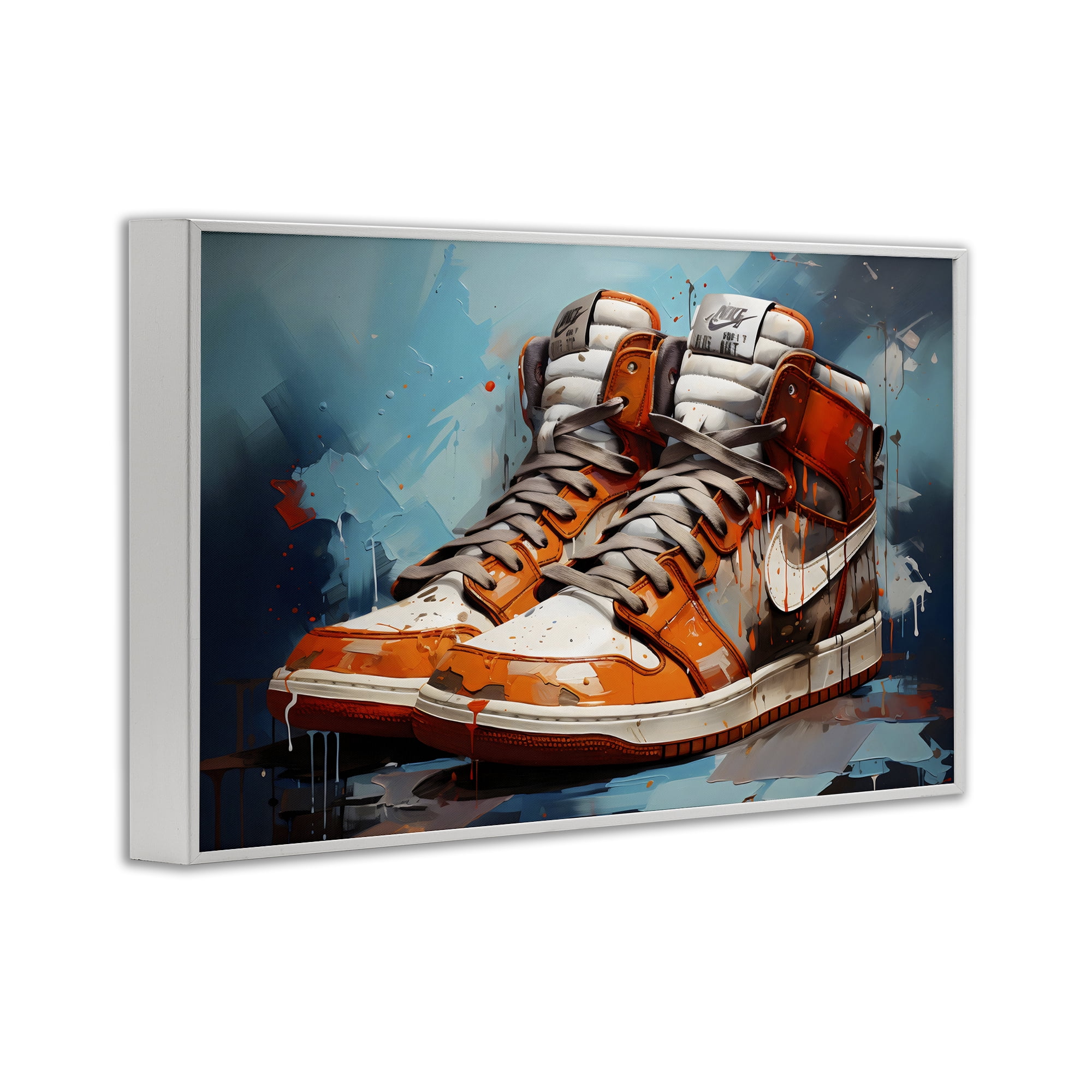 Stupell Industries Red & White Sneakers Splash White Framed Giclee Art, design by Creative Studio