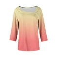 thumbnail image 5 of ShiShine Women's 3/4 Sleeve Shirts Square Neck Tops Gradient Color Dressy Casual Basic Tees T Shirts Blouses, 5 of 5