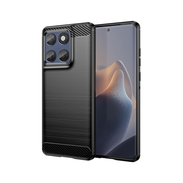 wonima11 Case for Moto Edge 60 Fusion Case, XT2503-4 Moto Edge 60 Carbon Fiber Shockproof Slim Silicone Rugged Soft TPU Back Phone Cover for Motorola Edge 60 Fusion Black