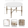 thumbnail image 2 of Kate and Laurel Valdi Modern Round Coffee Table, 26 x 26 x 19, White and Antique Gold, Glam Circle Living Room Table with Geometric Metal Base and Raised Edge Tabletop, 2 of 10