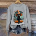 thumbnail image 7 of LangJing Halloween Spooky Season Sweatshirts Women Black Cat Pumpkin Graphic Long Sleeve Shirt Oversized Pullover Fall Tops Gray,XXL, 7 of 7