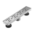 thumbnail image 4 of 12In Linear Shower Drain Stainless Steel Floor Drain with Removable Brick Pattern Grate Cover Hair Strainer Leveling Feet for Bathroom Kitchen Basement Laundry Balcony Hotel Tile Insert, 4 of 6