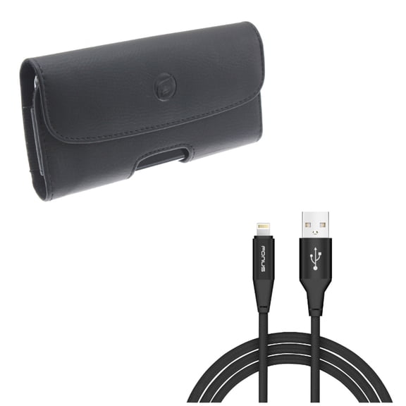 Power Charger Cord 6ft USB Cable Charger Power Cord w Holster Leather Case Belt Clip for iPhone XS Max,8 PLUS,7 Plus,11 Pro Max,6S Plus,6 Plus Models