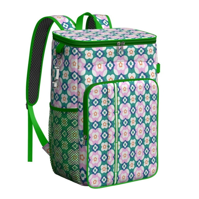 Sac à Dos Glacière Isolé au Design Floral Romantique - Grande Capacité 20 L, Multiples Poches pour l'Organisation