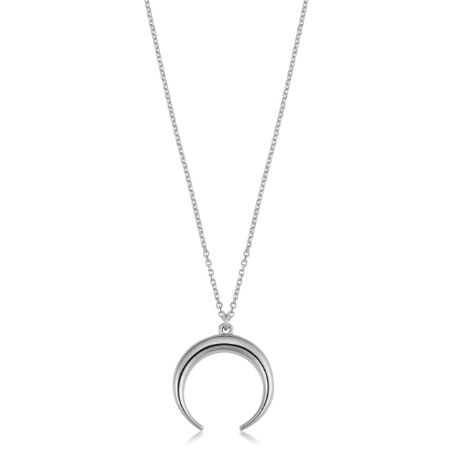 14k White Gold Crescent Moon Pendant Necklace, 18"