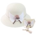 thumbnail image 1 of 56-58 cm circunferencia del sombrero sombrero de Paja de verano femenino sombrero para el sol lindo protector solar sombrero para el sol y conjunto de bolsa de paja, 1 of 5