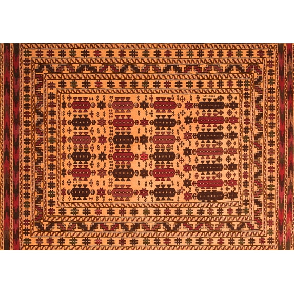 Ahgly Company Indoor Rectangle Southwestern Orange Country Area Rugs, 7' x 10'