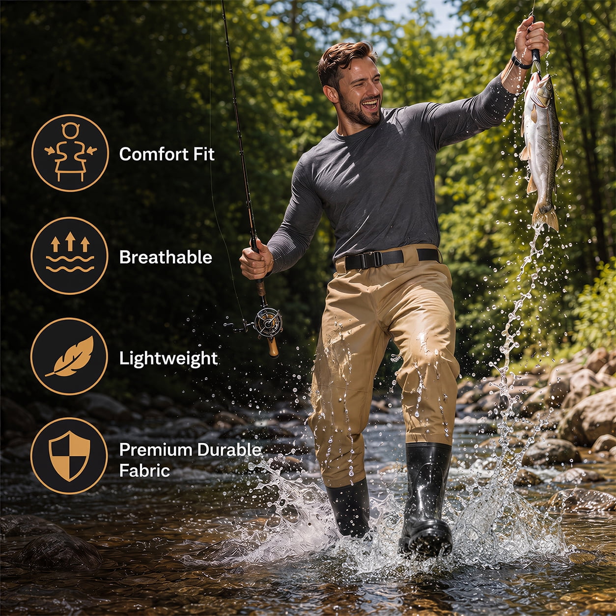 Ghosthorn Waterproof Hip Wading Pants for Adults – details