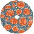 thumbnail image 1 of FMSHPON Thanksgiving Day PumpkinsAutumn Leaves Xmas Christmas Tree Skirt Stand Mat for Holiday Party Decoration Indoor Outdoor 36 inches, 1 of 6