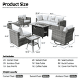 thumbnail image 3 of Vcatnet Outdoor Patio Furniture Sets, 9 Pieces Sectional Sofa with Fire Pit, All Weather Wicker Conversation Set with Swivel Glider Chairs and Coffee Table, Gray, 3 of 10