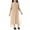 Khaki, variant on Girls' Muslim Midi Dress - Short-Sleeve Design with Tulle Overlay Skirt, Asymmetric Hemline & Decorative Chest Detail, Flowy Comfortable Fit for Young Girls