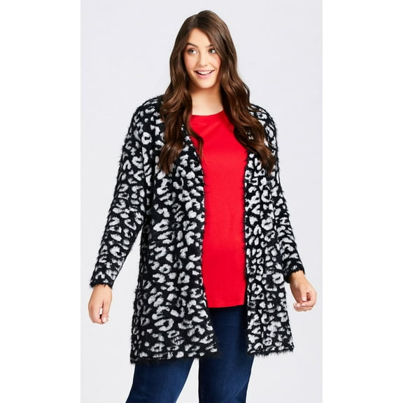 Aveology Women's Plus Size Emmeline Animal Print Relaxes Fit Coatigan