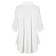 thumbnail image 3 of Frontwalk Ladies Shirts Lapel Neck Blouse Short Sleeve Tops Women Casual Tunic Shirt Button Down White 3XL, 3 of 6