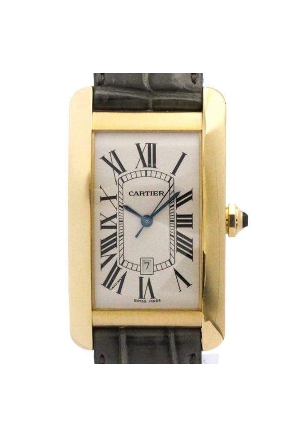 Pre-Owned CARTIER Tank Americaine 18K Gold Automatic Mens Watch W2603156 Polished