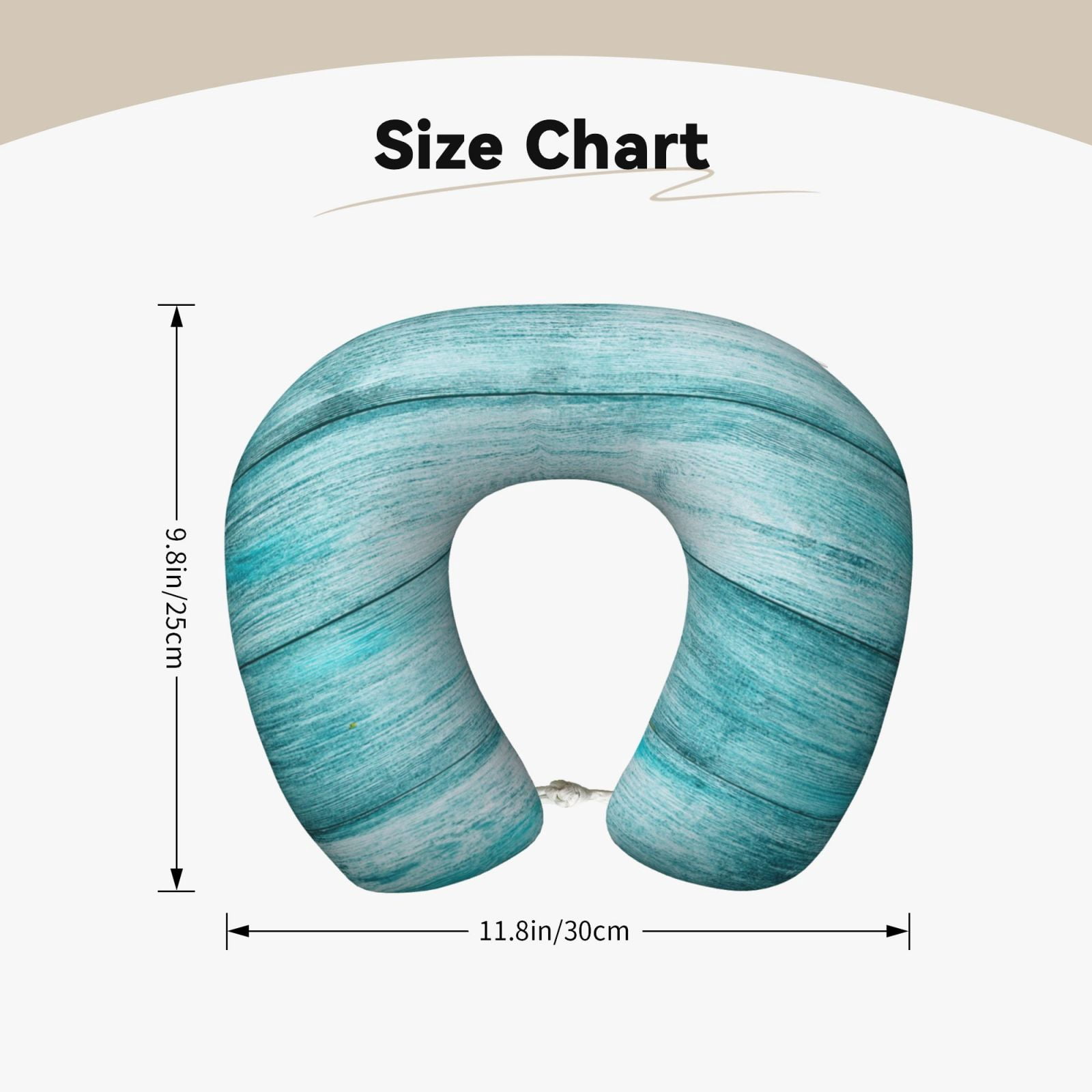Xecao Teal Turquoise Wood Print Memory Foam Cervical Neck Pillow Versatile U-Shaped Pillows for Home,Office,Camping,Travelling,Soft Washable Cover