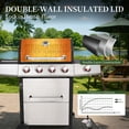 thumbnail image 6 of 4 Burner Propane Gas Grill Combo w/Side Burner, 3-in-1 BBQ Grill with Charcoal Smoker & Griddle Plate, 46,750 BTU, 448 Sq.In. Stainless Steel Outdoor Cooking Station, 6 of 9
