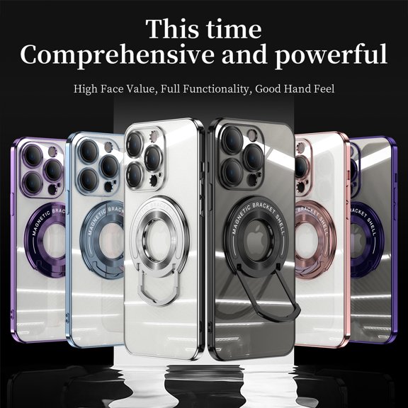 Allytech Clear Case for Apple iPhone 15 Plus, Magsafe Compatible Phone Case with Ring Stand Shockproof Anti-Yellow Bumper Luxury Fashion Case Cover for Apple iPhone 15 Plus - Black