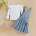 thumbnail image 5 of MeetoTime Toddler Girl Long Sleeved Solid Color Top Denim Skirt Suit For 1-5 Years Spring Fall Two-piece Sets, 5 of 7