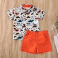 thumbnail image 3 of Ensemble 2 Pcs Chemise à Manches Courtes Boutonnée et Short pour Bébé Garçon Dinosaure Été, 3 of 6