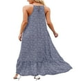 thumbnail image 2 of Women Summer Sleeveless Dress Floral Patterns Ruffled Neckline High-low Hem Cute Dress, 2 of 6