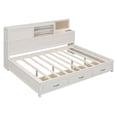 thumbnail image 5 of Solid Wood Bed Frame with 3 Storage Drawers, Upper Soft Board, Shelf, and a Set of Sockets and USB Ports, Platform Bed Frame, Bedframe, Wood Daybed, Wood Foundation(White, Full), 5 of 9