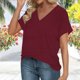 thumbnail image 2 of Camisas para adolescentes,Blusa informal con cuello en V para mujer, manga corta estampada, tejido suave de imitación de tela, cómoda para uso diario en casa, sopatenor, 2 of 9