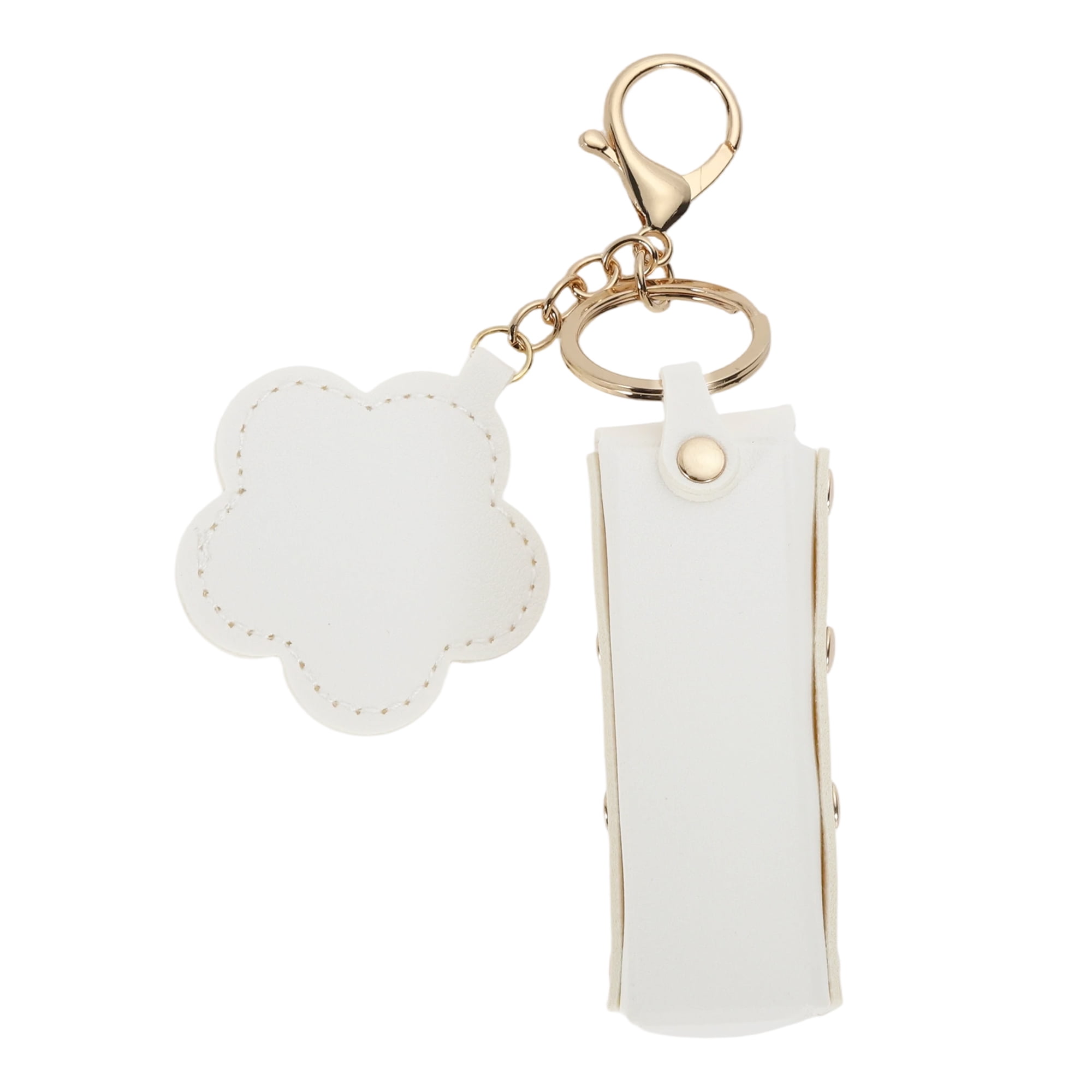 Unique Bargains Durable Flower Mirror Handbag Charms Keychains 1 Piece White
