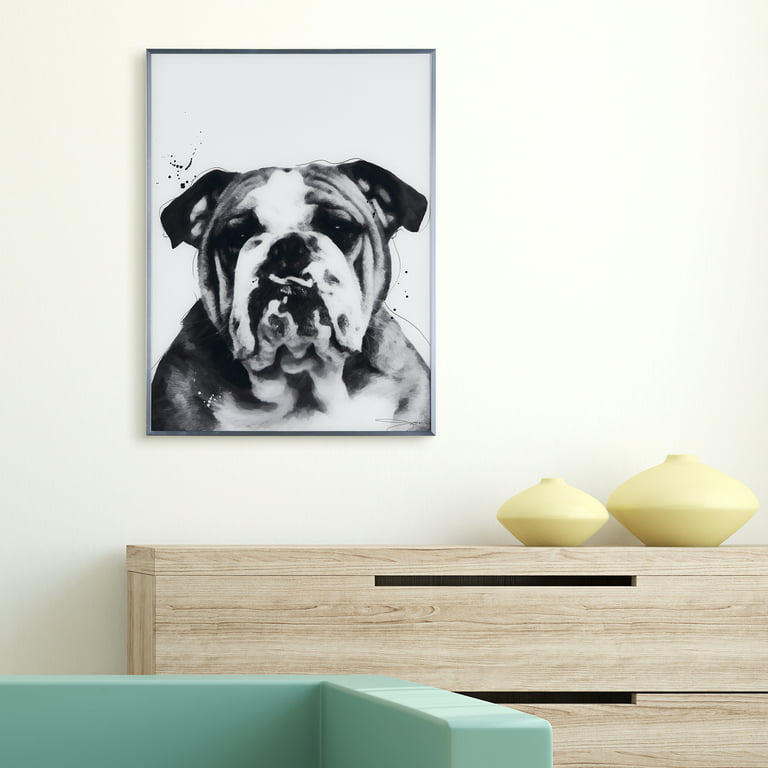 Empire Art Direct Pitbull Black and White Pet Paintings on Reverse Printed  Glass Framed Dog Wall Art, 24 x 18 x 1, Ready to Hang 