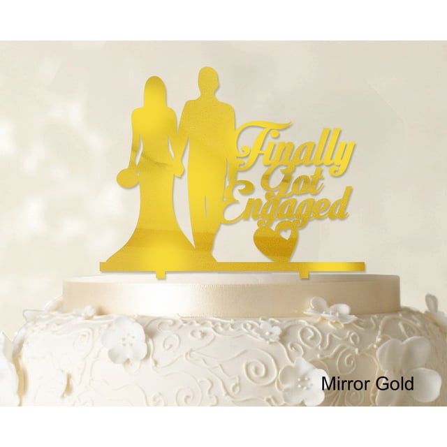 Finally Got Engaged Wedding Cake Topper Mirror Cake Topper Color Option Available 6-7 Inches Wide