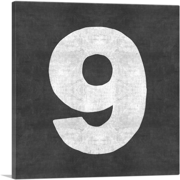 ARTCANVAS Chalkboard Number 9 Nine Numeral Canvas Art Print - Size: 12" x 12" (0.75" Deep)