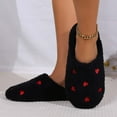 thumbnail image 5 of Women'S Slipper Heart Love Dots Indoor Outdoor House Slipper Fuzzy Fluffy House Shoes Valentine'S Day Gift Funny Flat Slides Black US: 7, 5 of 7