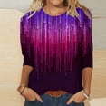thumbnail image 2 of Summer Clothes Savings 2024! TAGOLD Womens Summer Tops,Women's Loose Mid-Length 3/4 Sleeve Bright Glitter Printed Round Neck Top T-Shirt, 2 of 5