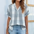 thumbnail image 2 of EQWLJWE Hauts d'Été pour Femmes Hauts pour Femmes en Liquidation Chemise à Rayures Fines à Manches Courtes Col en V Grand, 2 of 7