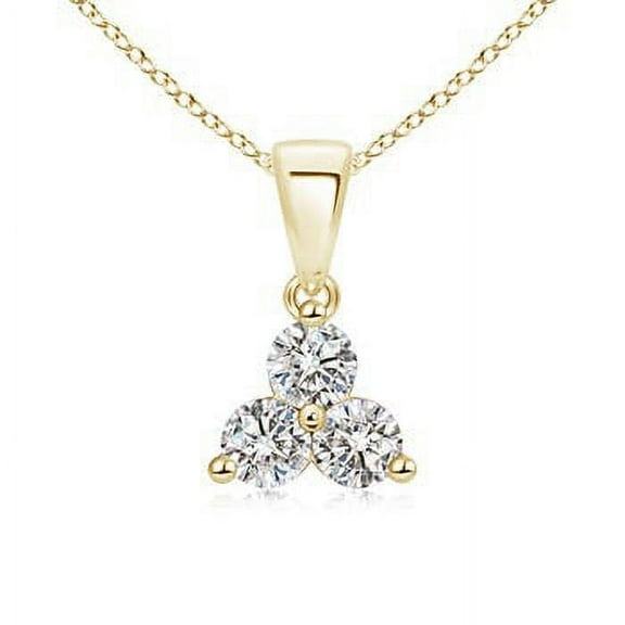 ANGARA Natural Diamond Three Stone Pendant in 14K Yellow Gold for Women (Size-3.6mm| Color-I-J| Clarity-I1-I2) | April Birthstone, Anniversary, Jewelry Gift for Women | Natural Diamond Necklace