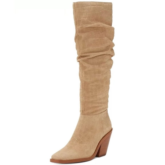 Vince Camuto Alimber Tortilla Taupe Suede Squared Toe Knee High Fashion Boots (Tortilla, 5)