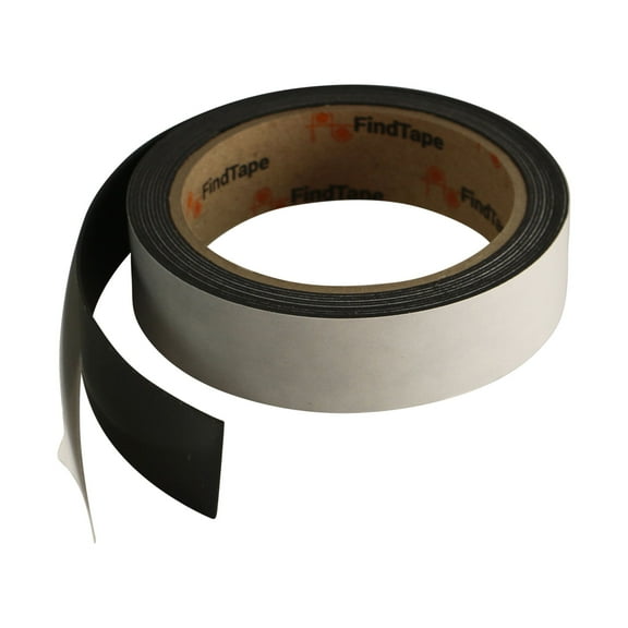 FindTape Indoor Magnetic Tape [Adhesive-Backed, 1/16" and 1/32" thickness] (MGSPI): 1 in. x 120 in. x 0.03 in. thick (Black)