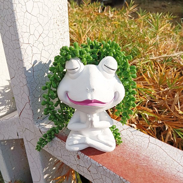 Maceta De Resina Con Estatua De Rana De Meditación Figurita de rana de Yoga de resina, escultura Animal bonita, decoración de escritorio, decoración creativa para el hogar