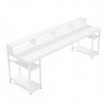 thumbnail image 2 of White Office Desk with Black Metal Frame, Rectangular Computer Writing Desk Workstation with Open Front Storage for Home Office Study Room, Modern Style, 2 of 6