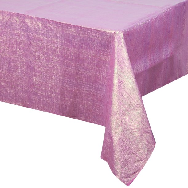 Way to Celebrate Pink Shimmer Iridescent Plastic Tablecloth 54" x 102