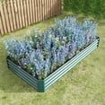 thumbnail image 5 of Knubmt Outdoor Rectangle Metal Garden Bed Raised Planter for Flowers, Vegetables, Plants, Green, 7.6x3.7x0.98ft, 5 of 6