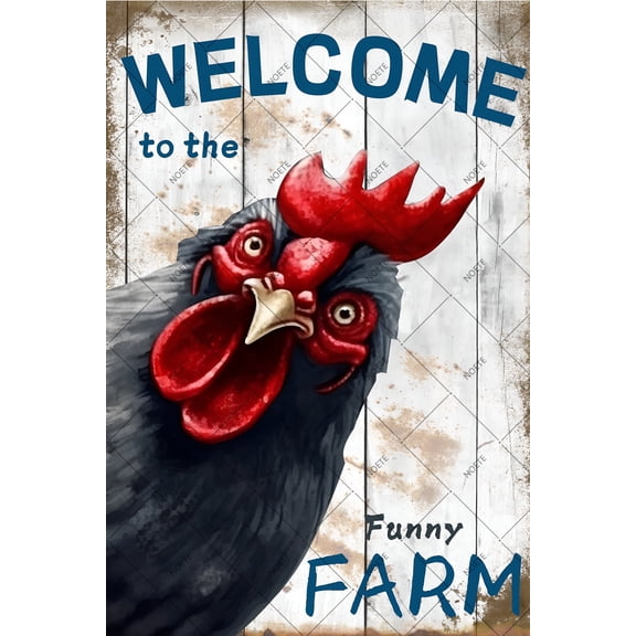 Noete Funny Farm Chicken Metal Tin Signs 8x12 Inch Vintage Chicken Coop Retro Decor for Country Cottage, Kitchen, Barn & Garden